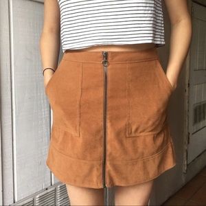 New Look Camel Brown Suède A-Line mini Skirt